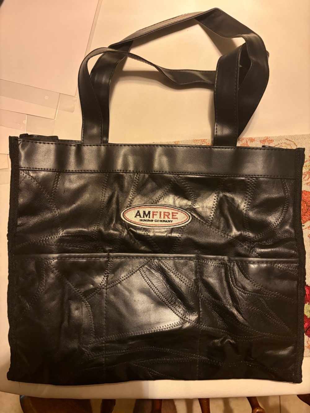 Vintage 1960s AMFIRE Mining CO Genuine Black Leather Bag NEW Never Used